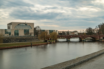 A view from the governmental district with the river Spree in front