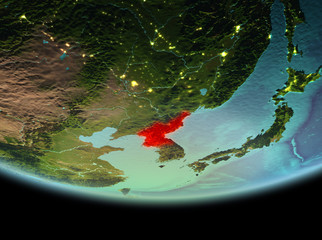 North Korea at night on Earth