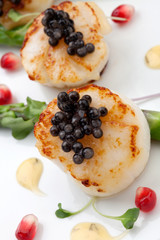 Scallops and Black Caviar