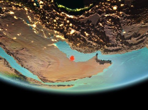 Qatar at night on Earth