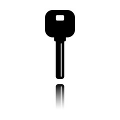 key icon. Black icon with mirror reflection on white background