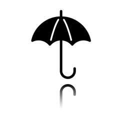 umbrella icon. Black icon with mirror reflection on white background