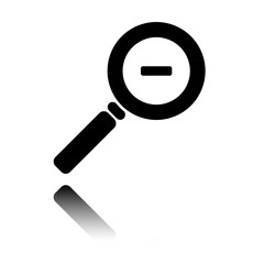 Zoom out icon. Black icon with mirror reflection on white background