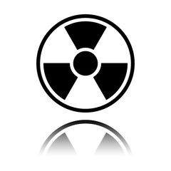 hazard, radiation. simple silhouette. Black icon with mirror reflection on white background