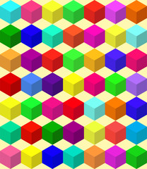 Vector colorful blocks pattern with editable block colors. Geometrically symmetrical illustration.