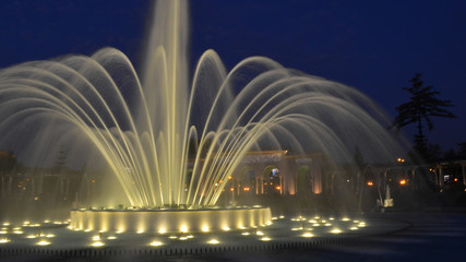 Illuminated water fountains in the Circuito Magico de Agua, Lima Peru
