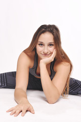 Fototapeta premium Young woman doing exercise.