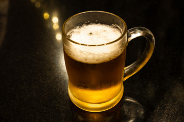cold beer in th glass