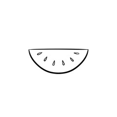 Watermelon hand drawn outline doodle icon. Vector sketch illustration of slice of watermelon for print, web, mobile and infographics isolated on white background.
