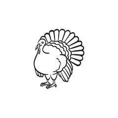 Turkey hand drawn outline doodle icon. Thanksgiving day dish from bird - turkey vector sketch illustration for print, web, mobile and infographics isolated on white background.