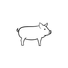 Pig hand drawn outline doodle icon. Piglet for barbecue vector sketch illustration for print, web, mobile and infographics isolated on white background.