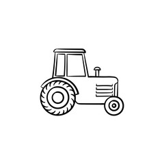 Tractor hand drawn outline doodle icon. Agronomy industry equipment - tractor vector sketch illustration for print, web, mobile and infographics isolated on white background.