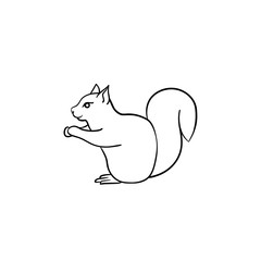 Squirrel hand drawn outline doodle icon. Vector sketch illustration of squirrel for print, web, mobile and infographics isolated on white background.