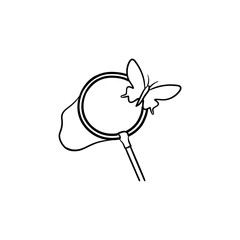 Butterfly net hand drawn outline doodle icon. Net trap for bug vector sketch illustration for print, web, mobile and infographics isolated on white background.