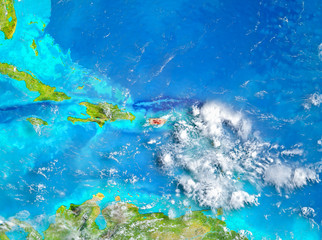 Fototapeta na wymiar Puerto Rico in red on Earth