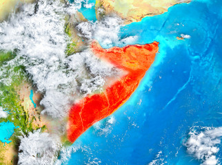 Somalia in red on Earth