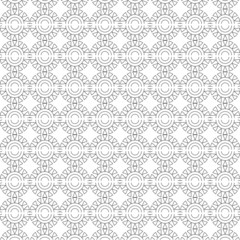 Seamless vector illustration for design, printing. and background texture with image of concentric colored circles and geometric shapes