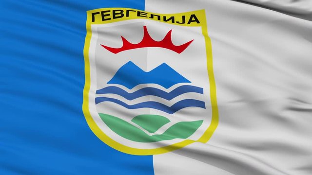 Gevgelija  closeup flag, city of Macedonia, realistic animation seamless loop - 10 seconds long