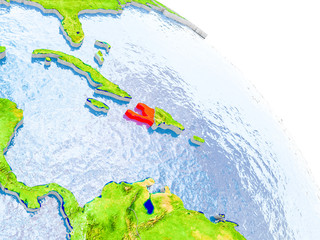 Haiti in red model of Earth