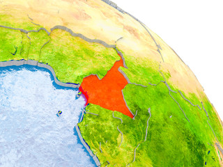 Cameroon in red model of Earth