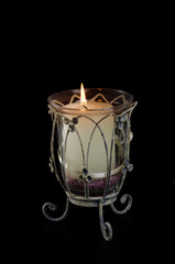 Kerzenständer Metall Deco mit Kerze metal candlestick