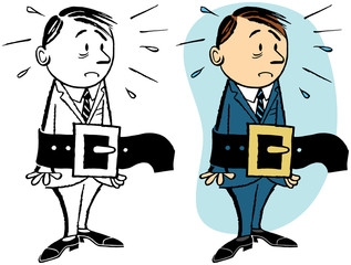 A man on a budget tightens his belt.