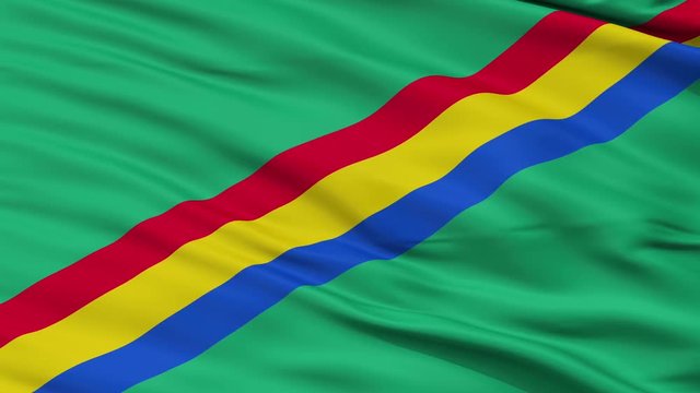 Drochia closeup flag, city of Moldova, realistic animation seamless loop - 10 seconds long