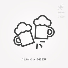 Line icon clink a beer