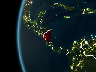 Nicaragua from space at night