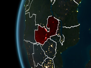 Zambia from space at night