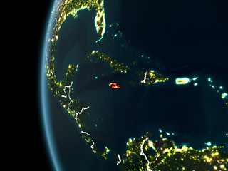 Jamaica from space at night