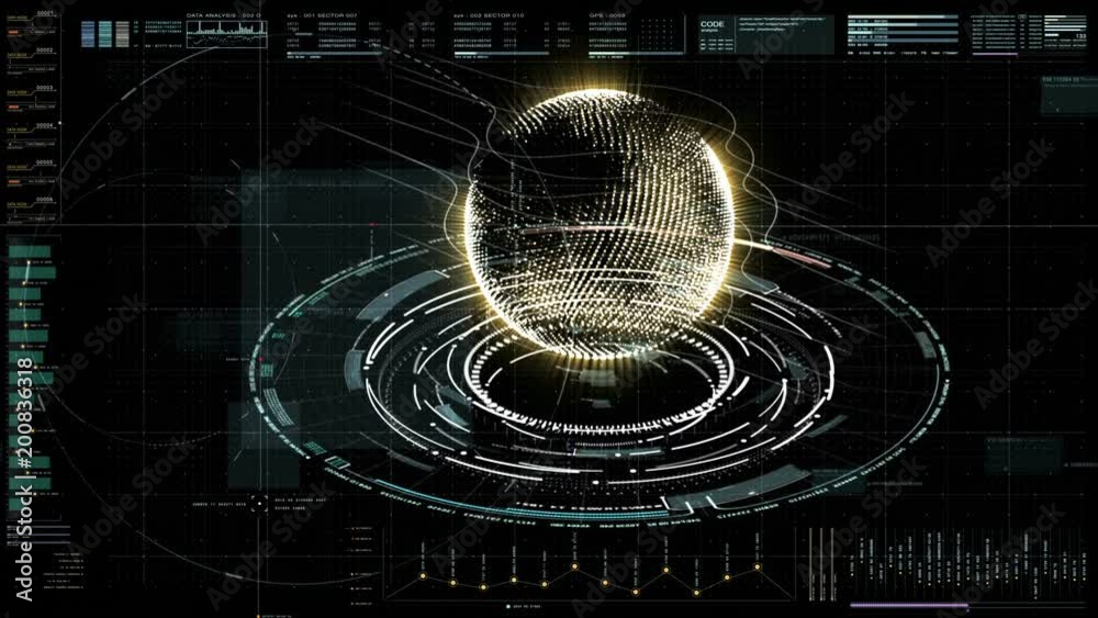 Aufkleber Advance motion graphic futuristic user interface head up display screen with digital data telemetry information display for digital background computer desktop display screen