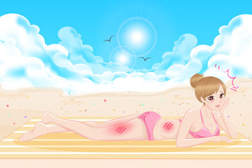 Obraz na płótnie Canvas woman with sunburn problem