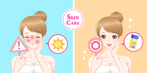 woman with sun protection concept