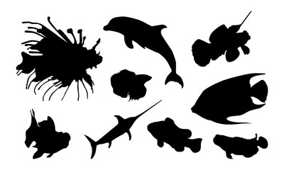 Various of Fish silhouette vector