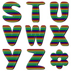 knitted scrapboook alphabet on white 