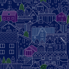 seamless texture with night cityscape for your design