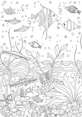 pretty fishes in an aquarium for your coloring book
