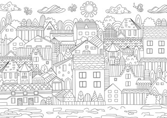 cozy cityscape for your coloring book