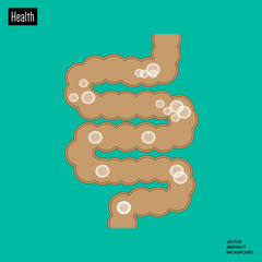 Intestine. Bacteria in the intestine. Intestinal diseases. Intestine silhouette. flatulence