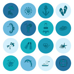 Summer and Beach Simple Flat Icons