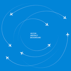 Roundabout Circulation. The Sky. airplanes. Blue background