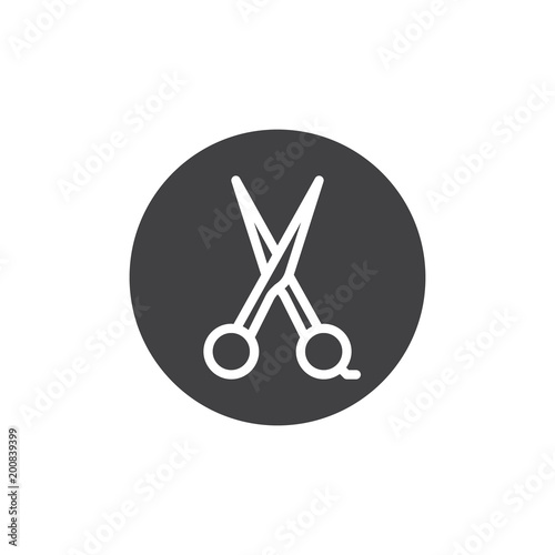 Barber Scissors Vector Icon Filled Flat Sign For Mobile Concept