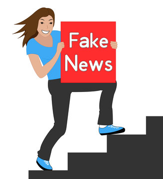 Fake News Woman Means Alternate Facts 3d Illustration