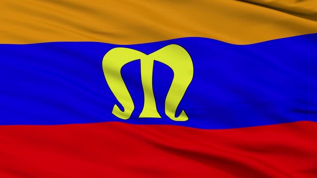 Mielec closeup flag, city of Poland, realistic animation seamless loop - 10 seconds long