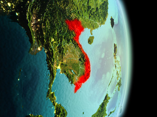 Vietnam in morning from orbit