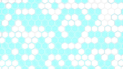 Abstract 3d background made of white hexagons on blue glowing background