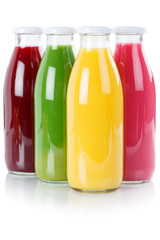 Juice smoothie fruit smoothies in bottle portrait format isolated on white