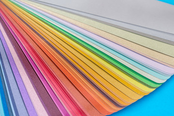 Colour samples spread in fan, close up