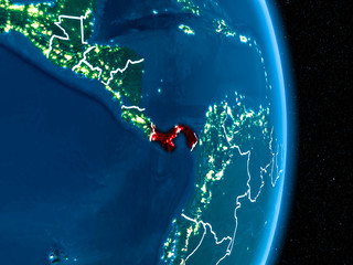 Panama in red at night